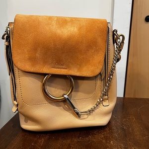 Chloe Faye Backpack - Leather and Suede - neutral/tan/blush